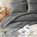 Zzlpp Full Comforter Set 7 Pieces, Dark Grey Tufted Bed in a Bag with Comforter and Sheets, All Season Boho Bedding Sets with Comforter, 2 Pillow Shams, 2 Pillowcases, 1 Flat Sheet, 1 Fitted Sheet