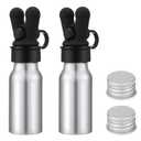 Chunful 2 Pcs Essential Oil Inhalers Leakproof Double Hole Aluminum Aroma Nasal Inhaler Cap Mini Perfume Dispenser Bottle for Enhances Aromatherapy (Black)