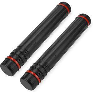 DEWEL 2 Pcs Black Document/Poster/Art Storage Tube, Adjustable Strap Waterproof and Light-Resistance Telescoping Carrying Case for Drawing, Drafting, Map Scroll, Document and Blueprint