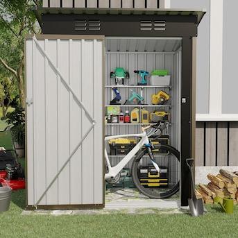 Garvee 5x3 Ft Multi Purpose Outdoor Storage Shed With Lockable Door Anti Corrosion Construction Sloping Roof For Backyard And Patio Use
