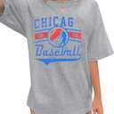 Oversized Baseball Shirt Women Vintage Baseball Graphic Tee Baseball Season Tshirt Causal Short Sleeve Tops Gray, Large