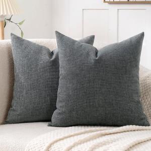 Jepeak 22x22 Inch Decorative Chenille Throw Pillow Covers, Pack of 2 Cozy Concise Pillow Cases Soft Farmhouse Modern Square Cushion Cover for Sofa Couch Bed Home Decor, Dimgray