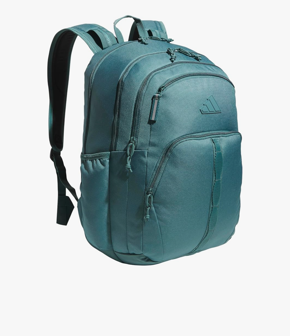 adidas Prime Backpack for Work, Travel Bag for Women and Men with Padded Compartment for Laptop, Preloved Teal Green/Black, One Size