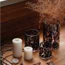 ARIAMOTION Glass Hurricane Candle Holder Set,Table Decoration Centerpieces for Pillar Votive Tealights Clear Cylinder Vase with Black Tortoise Pattern, 8 Inch 5 Inch 3.5 Inch Height, 3 Piece