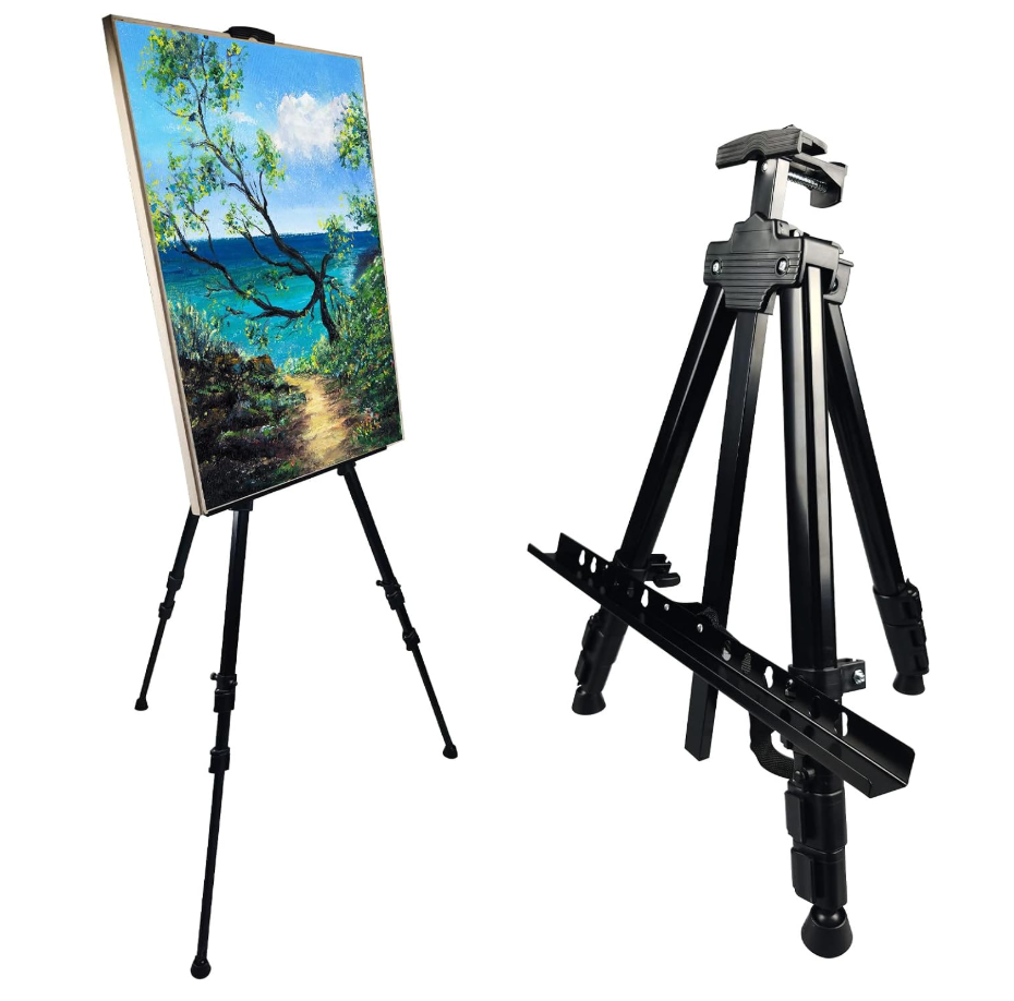 NS JYMB Easel Stand for Sign and Painting, 17-66 Inch Adjustable, Black | Portable metal tripod easel for display stand, canvas holder, floor, poster board, wedding signs and travel use