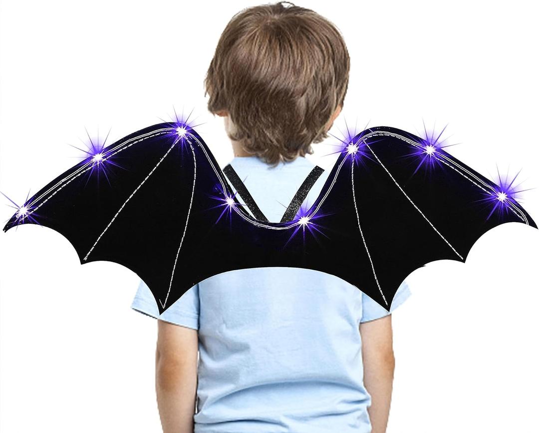 Lulu Home Bat Wings for Kids, Black Wings for Halloween Costume Vampire Witch Dress Up Role Play Props Party Decoration