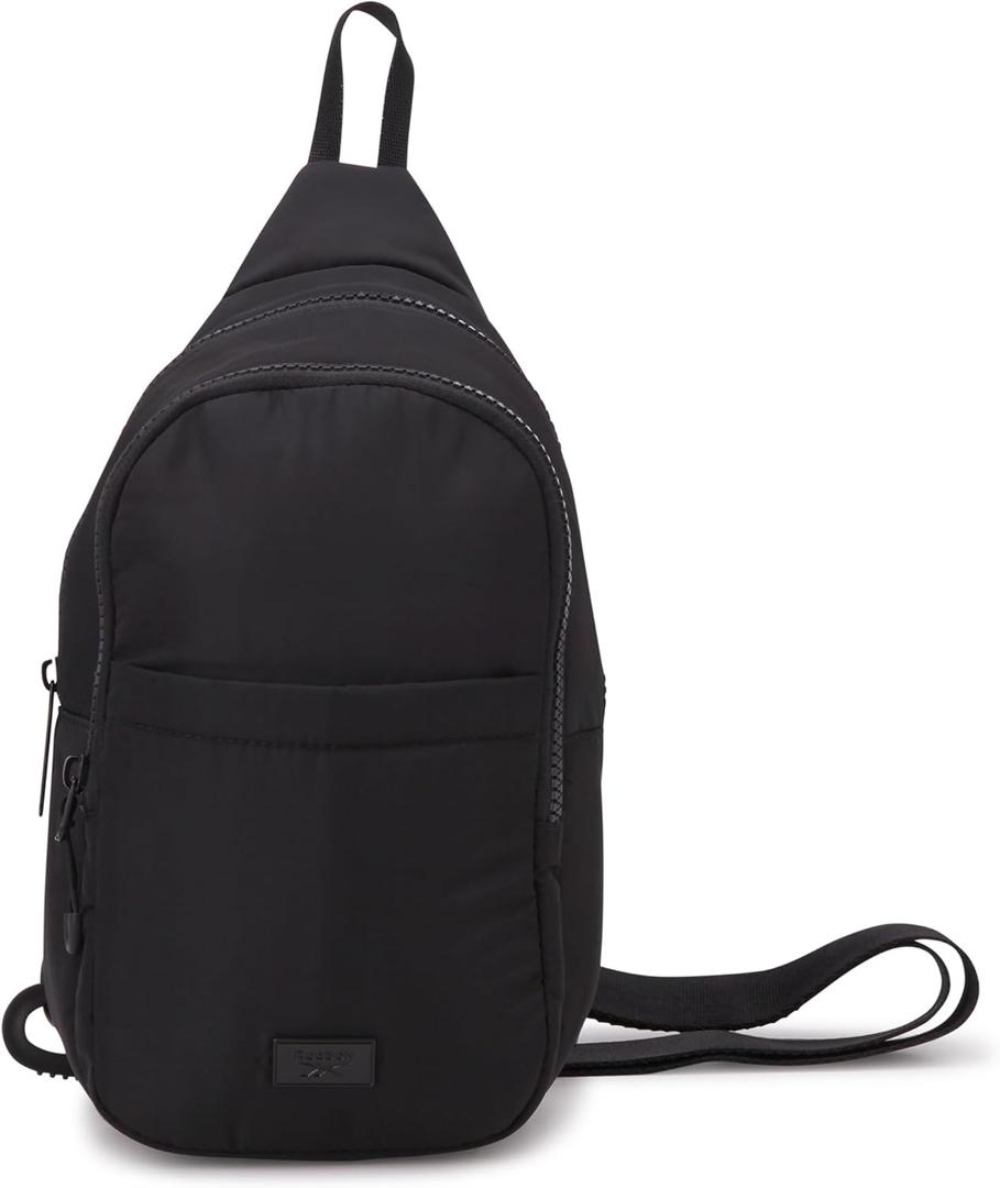 Reebok Unisex Crossbody Sling Bags  Compact Convertible Strap Cross Body Bag Travel Sling Bag - Gym & Travel Essential, Thea II Black (One Size)