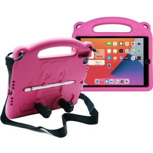 Kids Case for iPad 9th/8th/7th Gen (2021/2020/2019) 10.2 inch, iPad Air 3 10.5 inch, iPad Pro 10.5 inch (2017), Shock Proof Light Weight iPad 10.2''/10.5'' Case with Shoulder Strap (Rose)