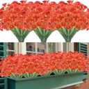 Artificial Flowers 12 Bundles Outdoor UV Resistant Fake Flowers No Fade Faux Plastic Greenery Shrubs Garden Porch Window Box Decorating (Orange)