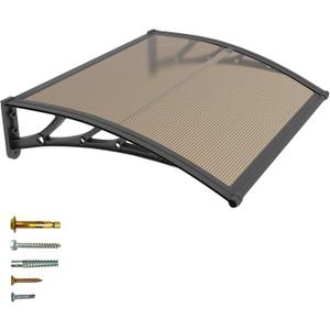 32x48 Window Door Awning Exterior,Polycarbonate Outdoor Overhang Canopy Shelter,UPF 50+ UV Rain Snow Sun Protection,Spliced Overdoor Awnings for Outside,Porch,Patio,Deck or House Entrance