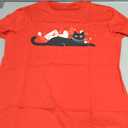 VQD Women's Valentine's Day Shirt Cat Valentine Black Cat T-Shirts Love Heart Lover Girlfriend Tee Tops, M