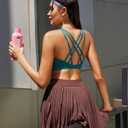 RUNNING GIRL Sports Bras for Women, Medium-High Impact Running Strappy Sports Bra with Removable Pads (Green, M)