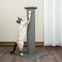 Kitty City Tall Sisal Cat Scratching Post, 32 Durable Scratcher with Sturdy Base & Hanging Jingle Toy, Easy Assembly, Furniture Protection for Indoor Cats - Gray