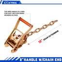8 Point Roll Back Vehicle Tie Down Kit,Tow Truck Flatbed Straps with Chain Extension on Both Ends,WLL 3300 lbs,Heavy Duty Car Hauler Tire Over Wheel Tie Down Straps