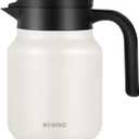 34oz Thermal Coffee Carafe for Home & Office, 12H Hot Insulated Pitcher with Drip-Free V-Spout and Easy Clean 2.75" Wide Mouth, Cream