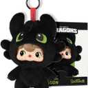 52TOYS PoukaPouka x Toothless How to Train Your Dragon- Night Fury Vinyl Face Plush Toy, Stuffed Animal Action Figures Collectible Toys with Soft and Adorable Design, Giftable Home Decorations (Black)