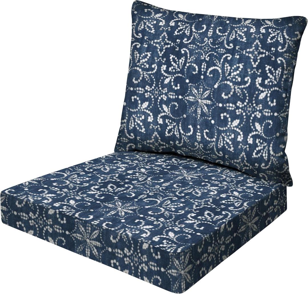 Honeycomb Outdoor Essentials Pillow Back Cushion, 19 x 19, Boheme Dining Chair Cushion for Patio Furniture