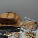 6 PC Cowgirl Western Outfits for Women Retro Cowgirl Costumes Fringe Vest Cow Girl Hat for Women Country 70s Hippie Outits (Medium, Brown)