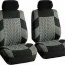 FH Group Front Set Premium Cloth Car Seat Covers for Low Back Car Seat with Removable Headrest, Universal Fit, Airbag Compatible Seat Cover for SUV, Sedan, Beige (Gray)