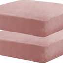 MAXIJIN Velvet Stretch Cushion Covers Couch Cushion Slipcovers Loveseat Sofa Cushion Covers for Individual Cushions with Elastic Bottom (2 Piece Loveseat Cushion Covers, Dusty Pink)