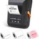 SUPVAN T50M Pro Bluetooth Label Maker Machine with 3 Tapes, Wide Waterproof Label, Versatile App with 40 Fonts and 450+ Icons, Inkless Labeler for Home, Kitchen, School, Office Organization, Black, Style: Machine + 3 Tapes (Set 1)