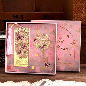 2pcs Bookmark Butterfly Flower Theme Pretty Book Marks Set with Bookmarks for Women, Cute Book Markers for Writers, Kids, Teens, Men Readers, Reading Accessories Gifts for Book Lovers (Pink)