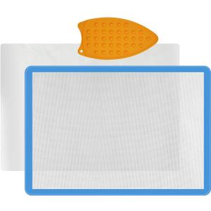 Applique Mat (14" x 18"), Silicone Fusing Mat for Applique and Arts Crafts Creation, Quilter Appli-Fuse Mat, Including Non-Stick Pressing Sheet for Heat Press and Silicone Iron Rest Pad (14"x18")