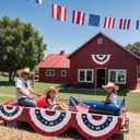 2 x 4Pack 3x6 Feet American Pleated Fan Flag for 4th of July, Decorations Patriotic Half Fan Bunting Flag Banners with Brass Grommets and Zip Ties for Outside