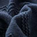 BOURINA Navy Throw Blanket 50x60 Inches Throw Textured Solid Soft Sofa Throw Couch Cover Knitted Decorative Blanket