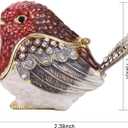 Hand Painted Trinket Box for Home Decor Accents, Enamel Hinged Jewelry Box for Bookshelf Office Table Desk Decoration, Classical Figurine Collectible Keepsake Animal Sculptures (Robin Bird)