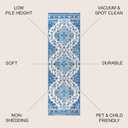 JONATHAN Y Boho Vintage Cream/Blue Runner Rug, 2x10, Bohemian Flair Medallion, Floral Easy-Cleaning High Traffic for Living Room, Bedroom, Kitchen, Pet-Friendly, Non Shedding (BMF106A-210)
