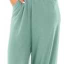 Lacozy Womens Casual Loose Sleeveless Spaghetti Strap Wide Leg Pants Jumpsuit Rompers (X-Large, Blue Green)
