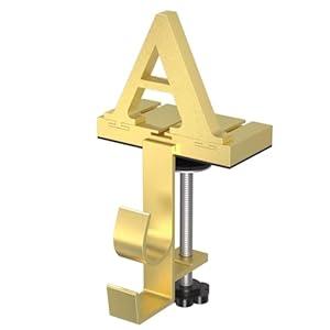 Paulmele Monogrammed Christmas Stocking Holder with Initials, 2 in 1 Garland and Stocking Letter Hanger for Mantle, 2 Hooks Metal Gold Letter Stocking Holder for Xmas Fireplace (Letter-A)