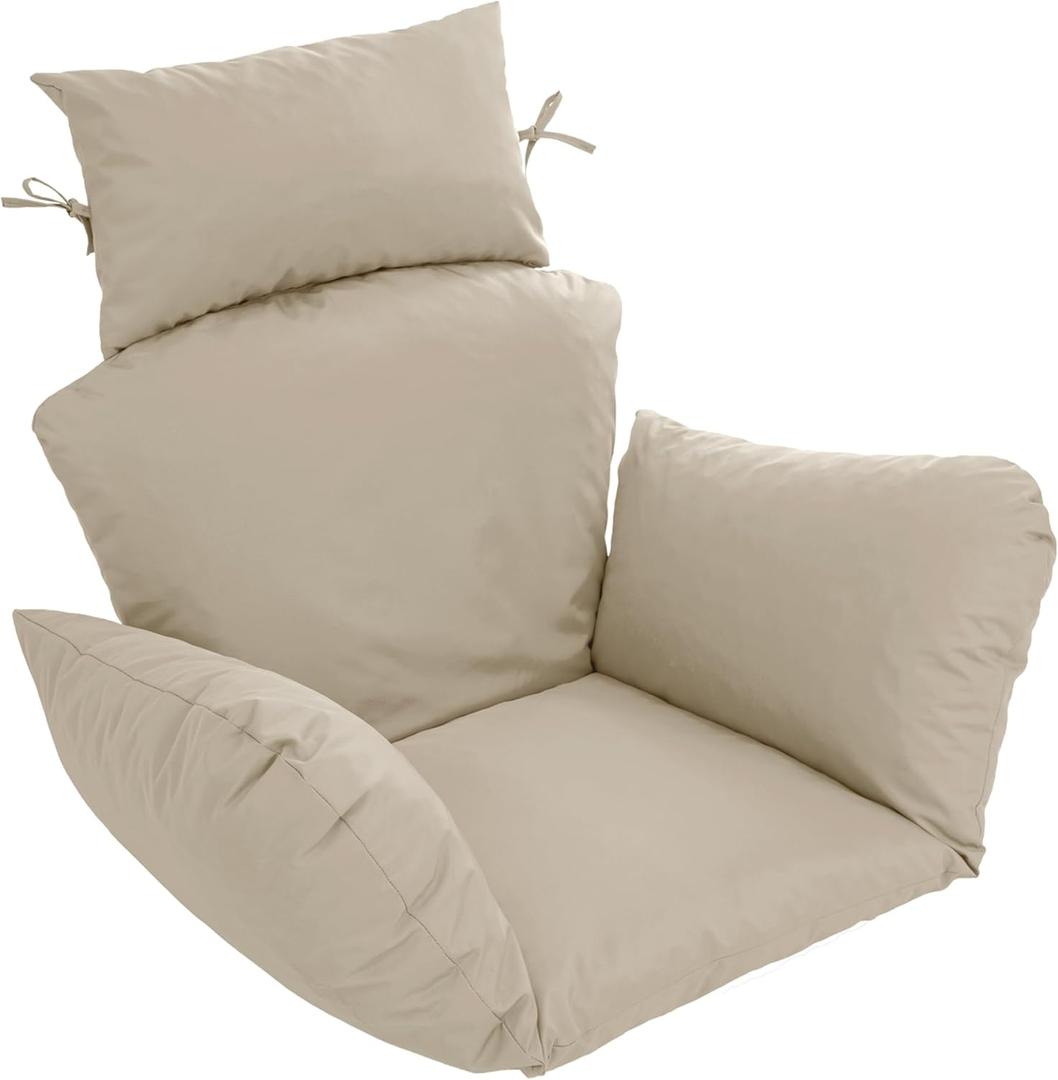 Egg Chair Cushion  Outdoor Hanging Chair Cushion, Replacement Cushions for Patio Swing, Waterproof, Fade- Resistant, Removable & Machine Washable Cover, Cream