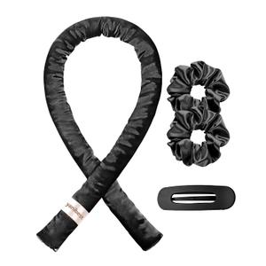 Yanibest Satin Heatless Curler Set, Overnight Hair Curler to Sleep in, No Heat Heatless Curl with Scrunchies and Clip，Black