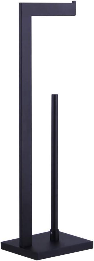 Matte Black Toilet Paper Holder Stand Toilet Paper Roll Holder with Shelf Reserve Free Standing Portable Tissue Storage Organization