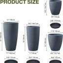 ZMTECH 4 Pack Plastic Planters 21/18/12/10in, Indoor Outdoor Round Planter for Porch, Large Plant Pot with Drainage Hole for Home Garden Front Door, Modern Decorative Pots for Plants (Dark Gray)
