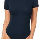 MANGOPOP Women's Round Neck Short Sleeve Bodysuit T Shirts Basic Body Suit Tops XXL