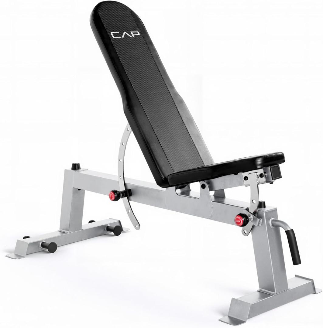 Cap Barbell Deluxe Utility Weight Bench Color Series (Silver, Round Backpad)