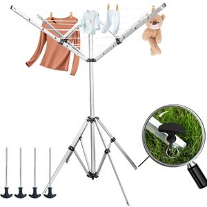Foldable Clothes Drying Rack, 131 Feet Rotary Clothesline Outdoor for All Weather, Outdoor Clothes Drying Rack for Balcony Patio Use, Quick Dry and Sturdy Frame, 2 Tiers22"d X 61.8"w X 64.3''h )
