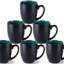 GBhome 12oz Coffee Mugs Set of 6, Large Ceramic Coffee Mugs for Man, Woman, Dad, Mom, Modern Coffee Mugs Set with handle for Tea/Latte/Cappuccino/Milk/Cocoa. Dishwasher&Microwave Safe,Green