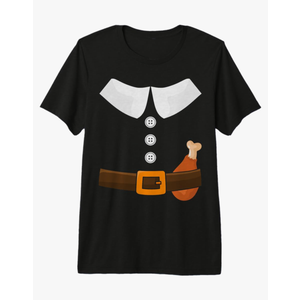 Funny thanksgiving pilgrim costume with turkey leg Premium T-Shir Size L