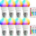 ILC RGB LED Light Bulb, Color Changing Light Bulb, 40W Equivalent, 450LM, 2700K Warm White 5W E26 Screw Base RGBW, 12 Color Choices - Timing Infrared Remote Control (8 Pack)