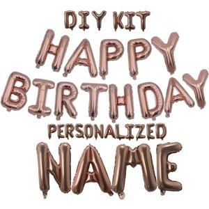 Rose Gold Happy Birthday Balloon Banner Personalized Name 16 Inch Foil happy birthday balloons letters with A-Z set and extra letters Birthday Party Decorations Happy happy birthday balloon