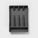 5-Compartment Plastic Drawer Organizer Tray, Gray, Cutlery and Utensil Storage for Kitchen Drawers