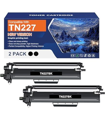 TN227 TN227BK/C/M/Y High Yield Toner Cartridge Replacement Compatible for Brother TN 227 TN223BK/C/M/Y Use with MFCL3770CDW HLL3270CDW MFCL3710CDW HLL3210CW HLL3290CDW Printer(2BK/1C/1M/1Y )