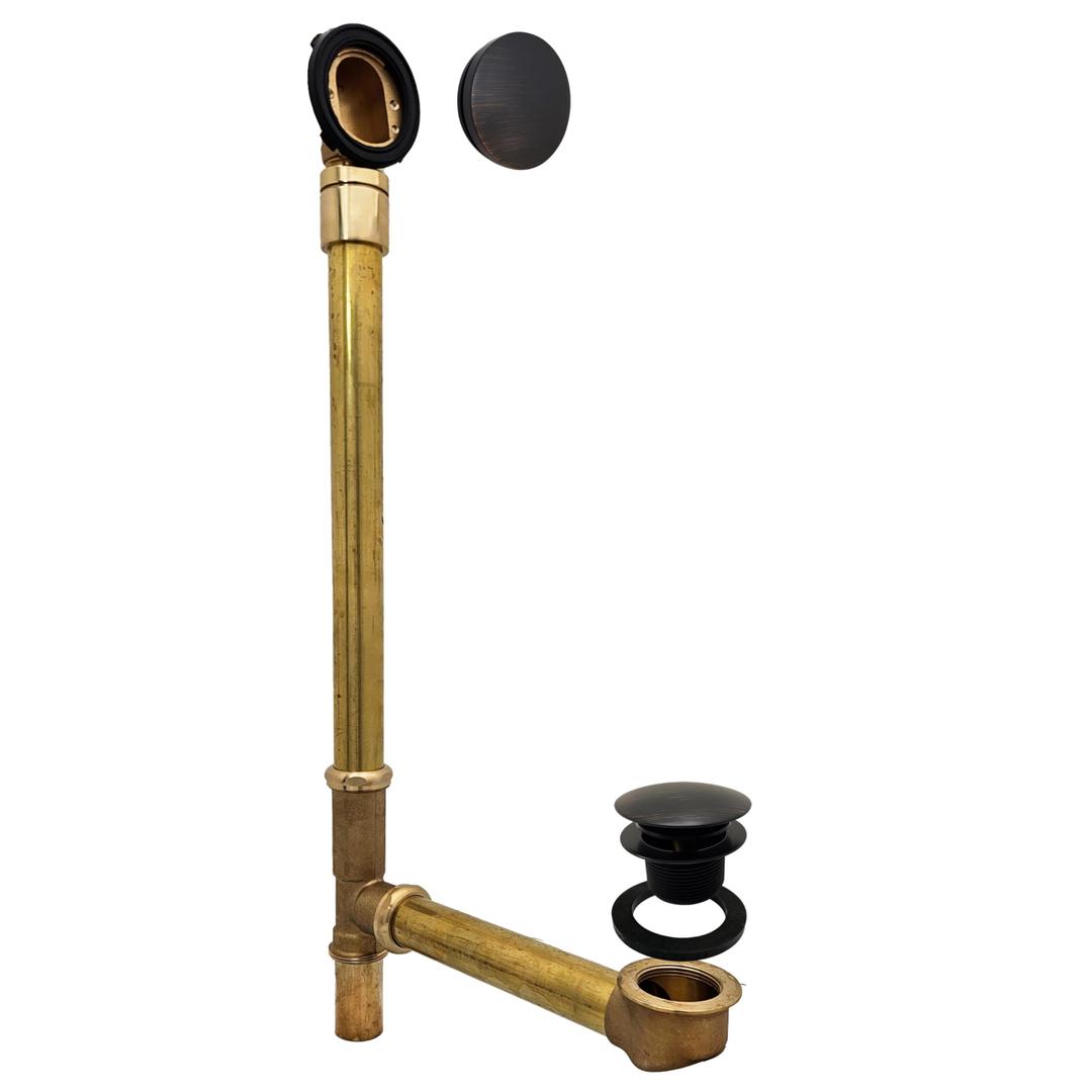Westbrass D326HBJ-12 25" Bath Waste Assembly with Ball Joint, Tip-Toe Drain and Illusionary Overflow Faceplate, Oil Rubbed Bronze