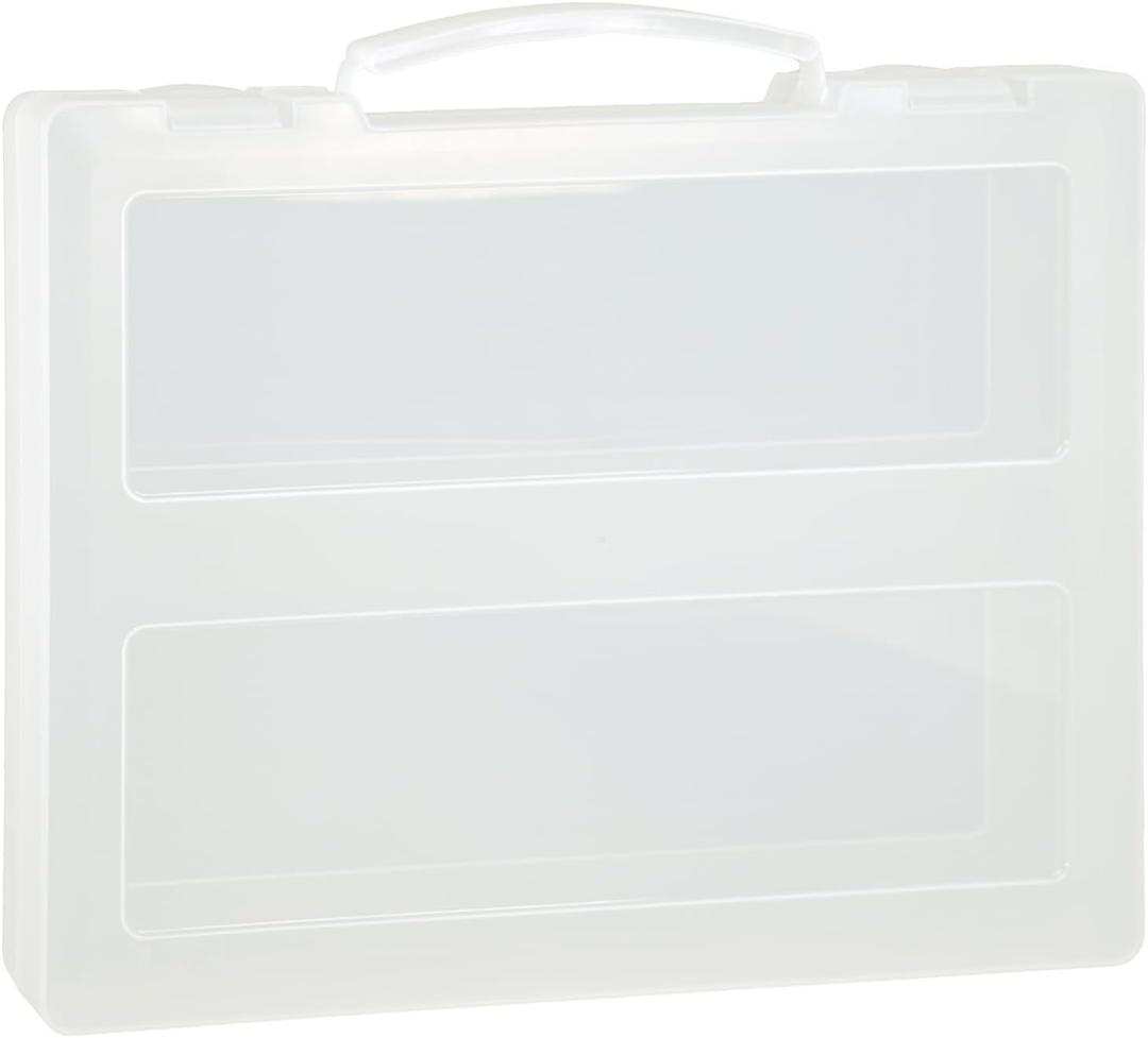 SAYEEC Portable Project Case Transparent File Storage Box with Handle Plastic Container for 8.5"x11" A4 Letter Paper Scrapbook Organizer Document Book Magazine Protector Case for Stamp Photo Art Craft (Clear)