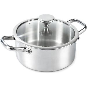 3QT Stainless Steel Stock Pot with Encapsulated Bottom & Lid - Professional Soup Pot - Nonstick Thick Bottom Stockpot for Cooking, Stewing, and Canning, Dishwasher Safe