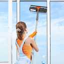 Chabatree Window Squeegee Cleaner Set 2-in-1 Window Cleaning Tool with Extendable Pole, Window Cleaning kit with Bendable Head for Indoor & Outdoor Glass for Car Indoor Outdoor High WindowsKit1.0